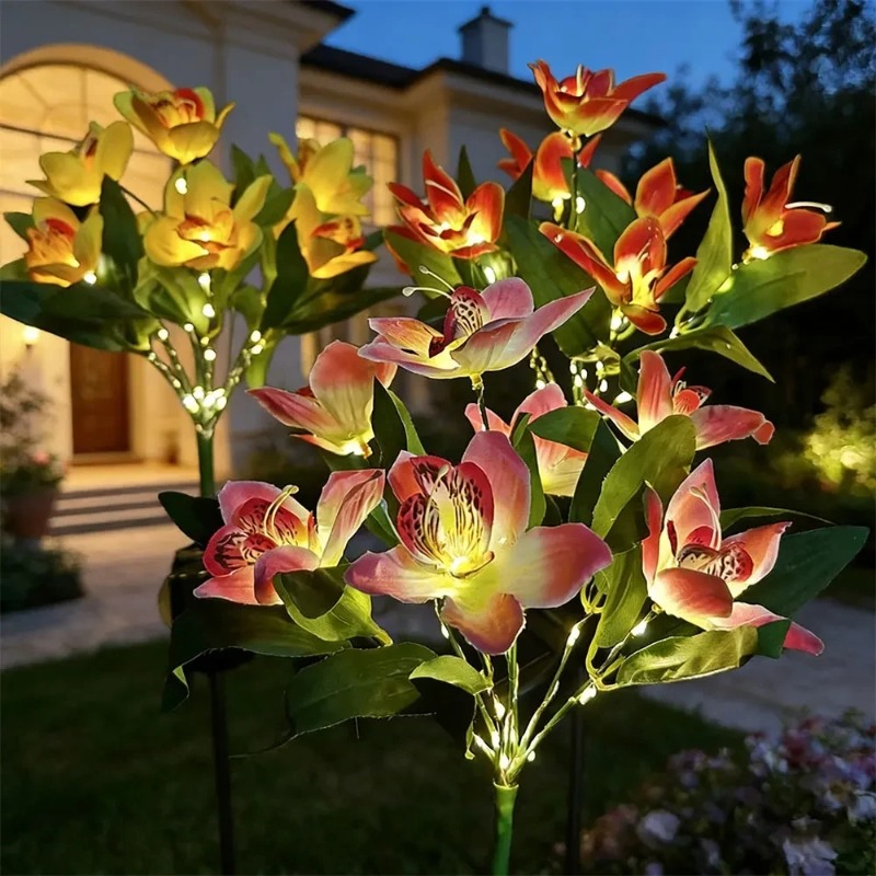 Landscape Spike Light - Orchid Ground LED Light Artificial Flower