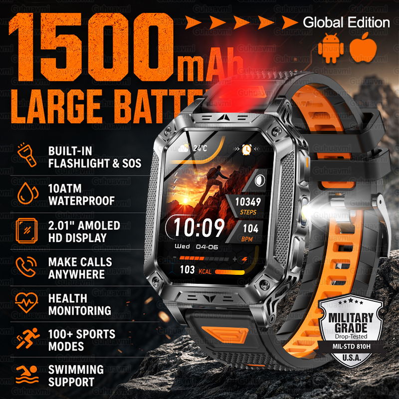 Outdoor Lighting Smart Controller - New 1500mAh Military Outdoor Smartwatch For