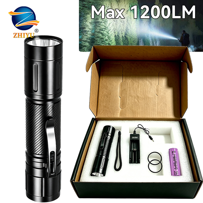 Outdoor Lighting Battery Operated - 1200LM Fixed Focus LED Flashlight Powerful