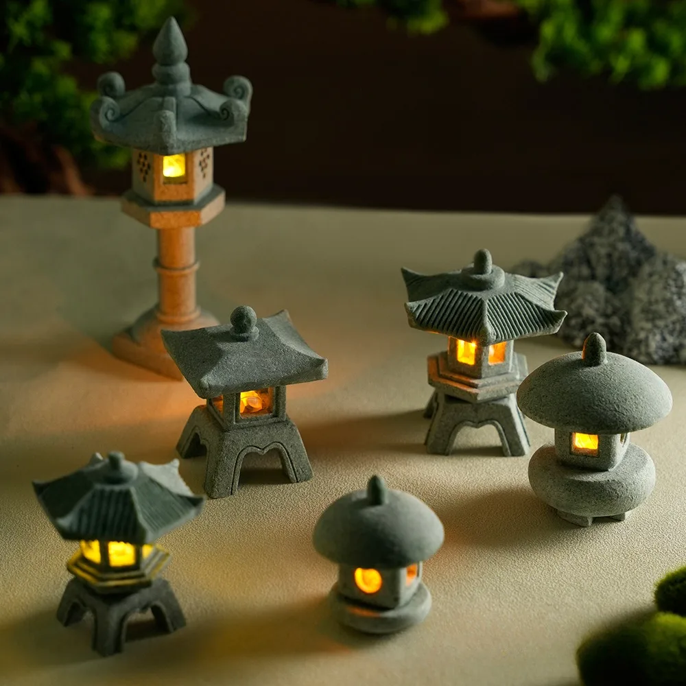 Outdoor Zen Lighting - Mini Pagoda Lantern Light Garden Statue