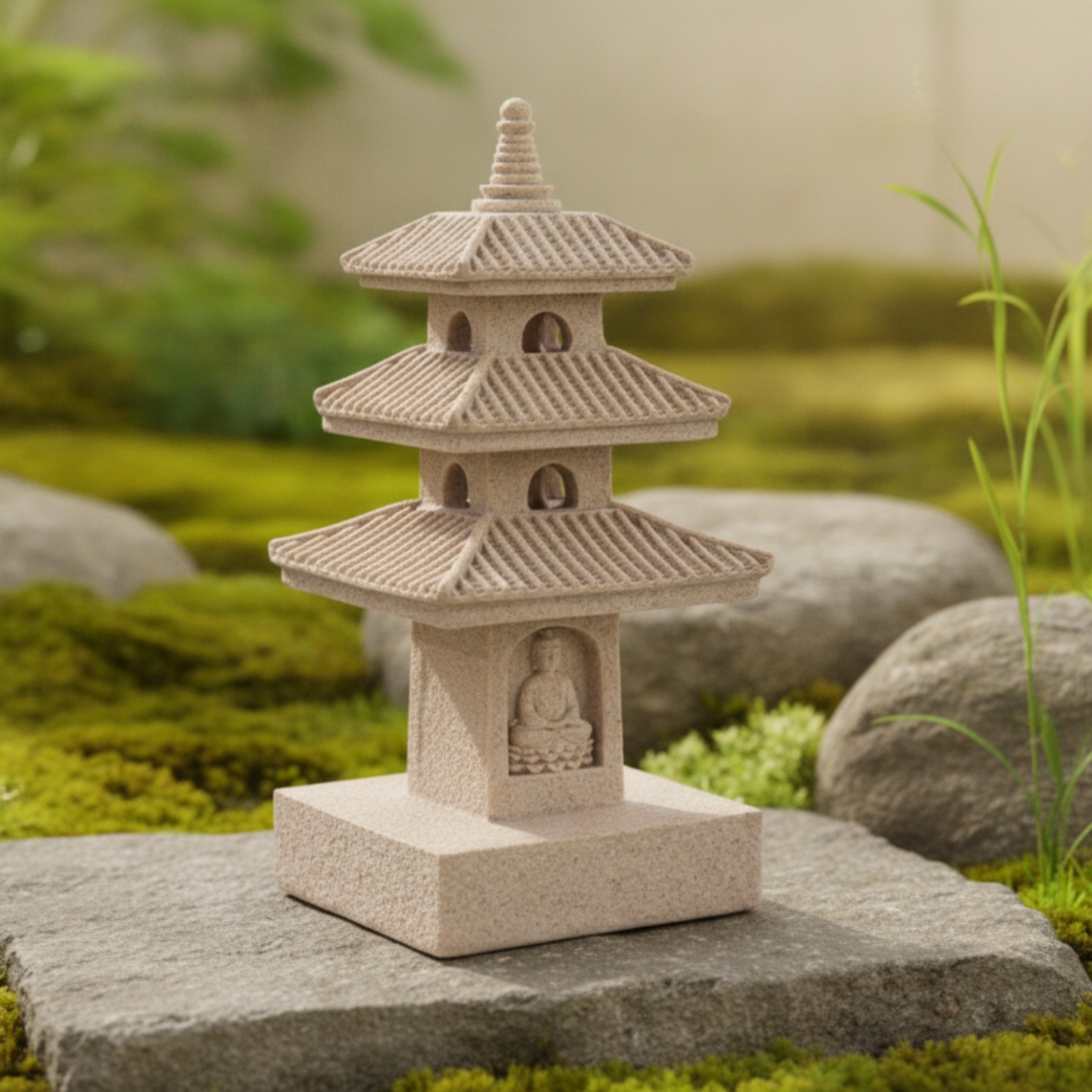 Outdoor Zen Lighting - Pagoda Statue with Light Zen Pagoda