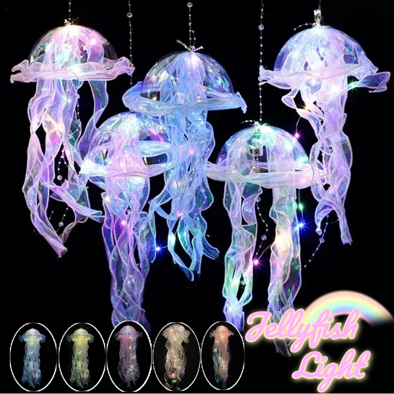 Outdoor Lighting Pendant - Gradient Jellyfish LED Night Light Handmade