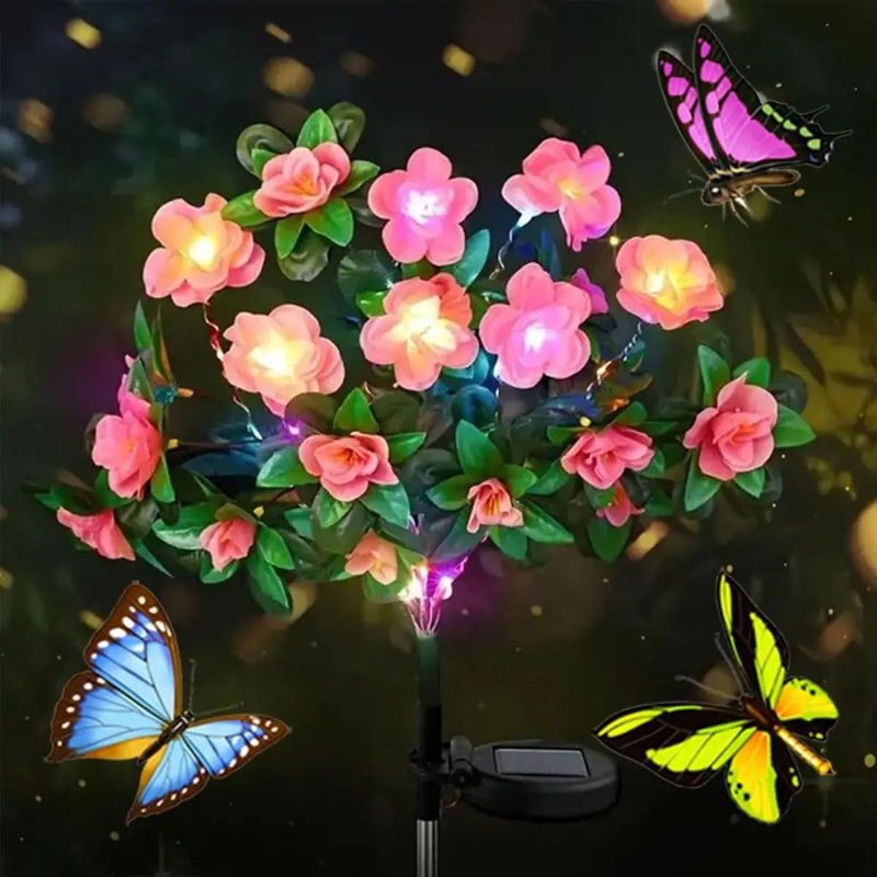 Landscape Spike Light - Waterproof LED Azalea Flower Solar Lights