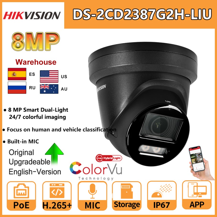 Outdoor Lighting Under Roof - Hikvision 8MP IP Camera DS-2CD2387G2H-LIU 4K