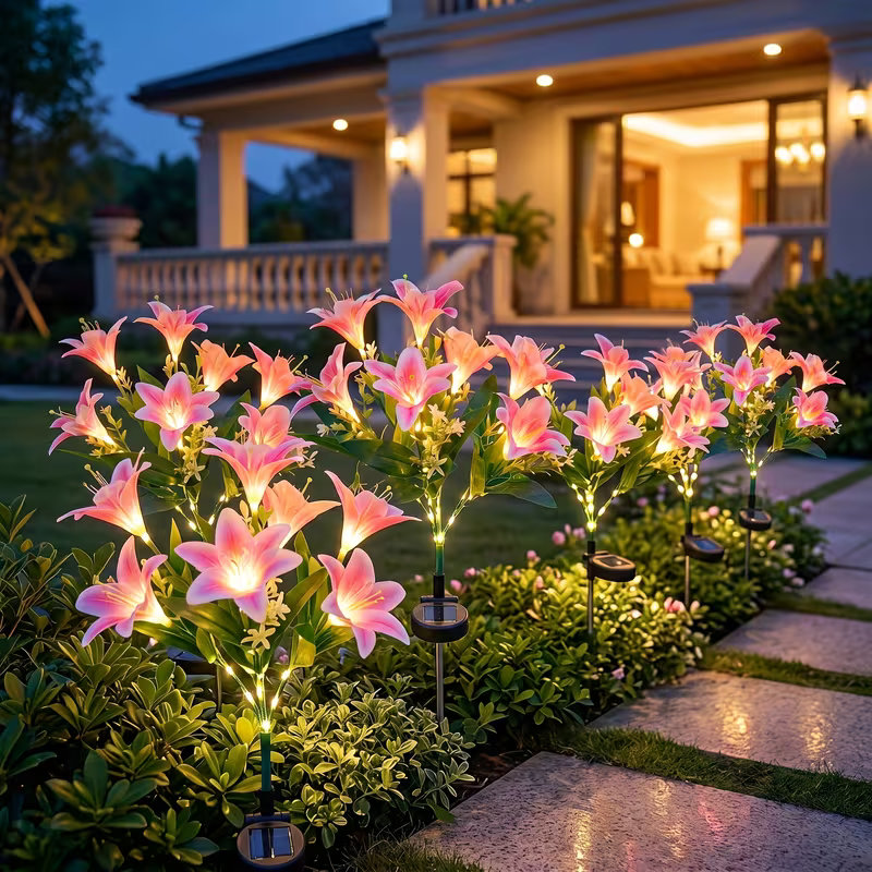 Landscape Spike Light - Solar Lily Flower Lawn Lights IP65