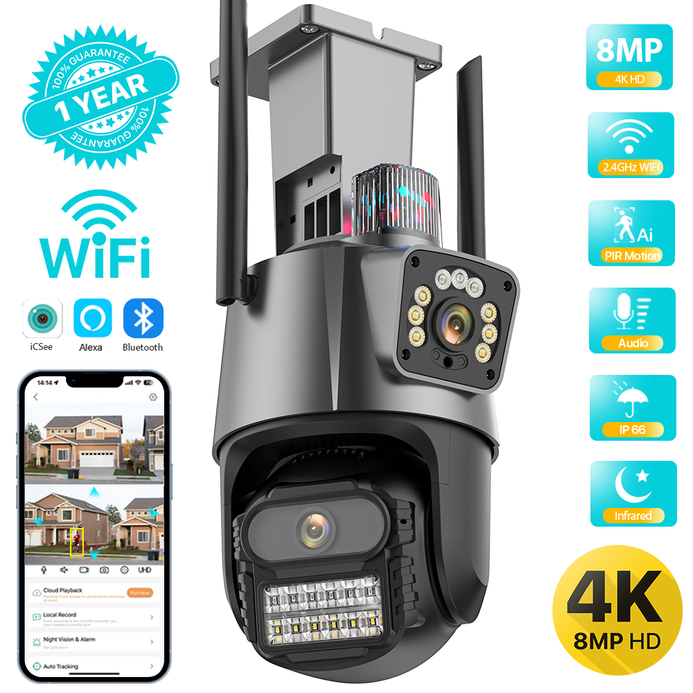 Outdoor Lighting Under Roof - Outdoor Wifi PTZ Camera 4K 8MP