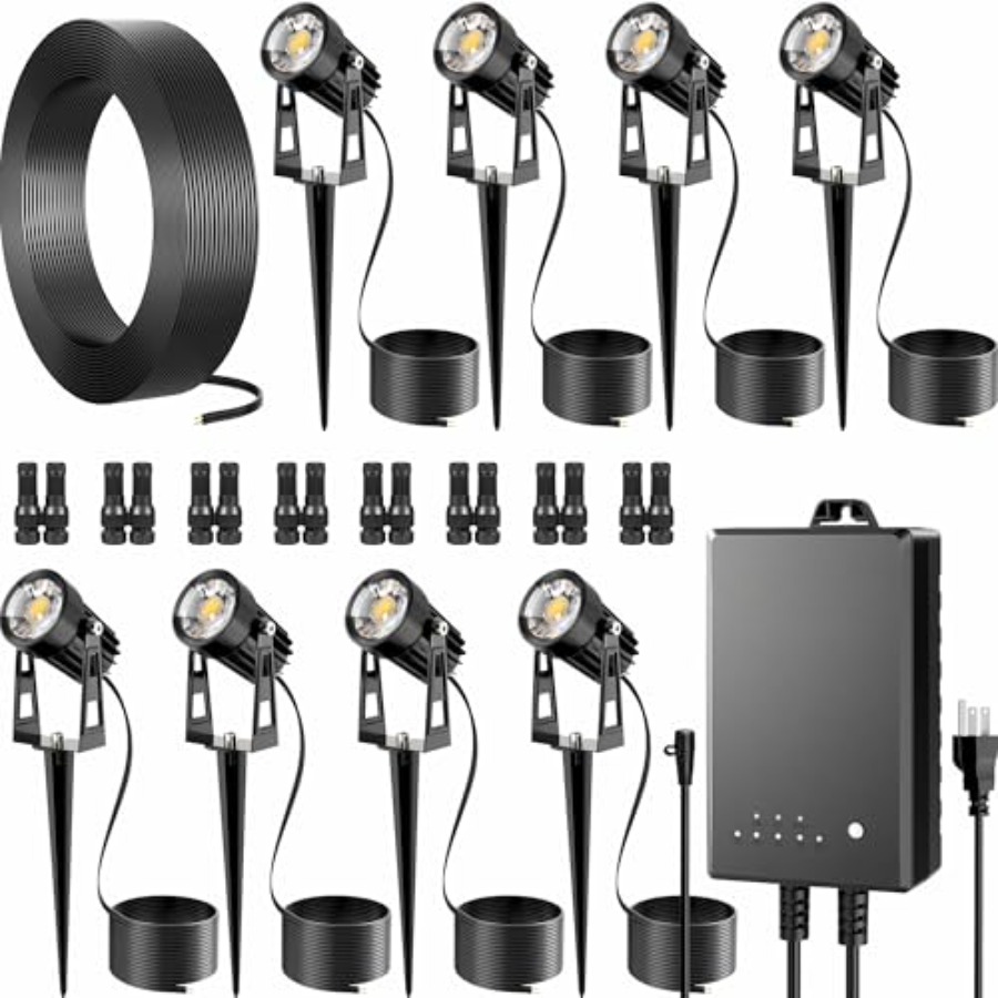Outdoor Lighting Kit With Transformer - All-in-One Outdoor Low Voltage Landscape Lighting
