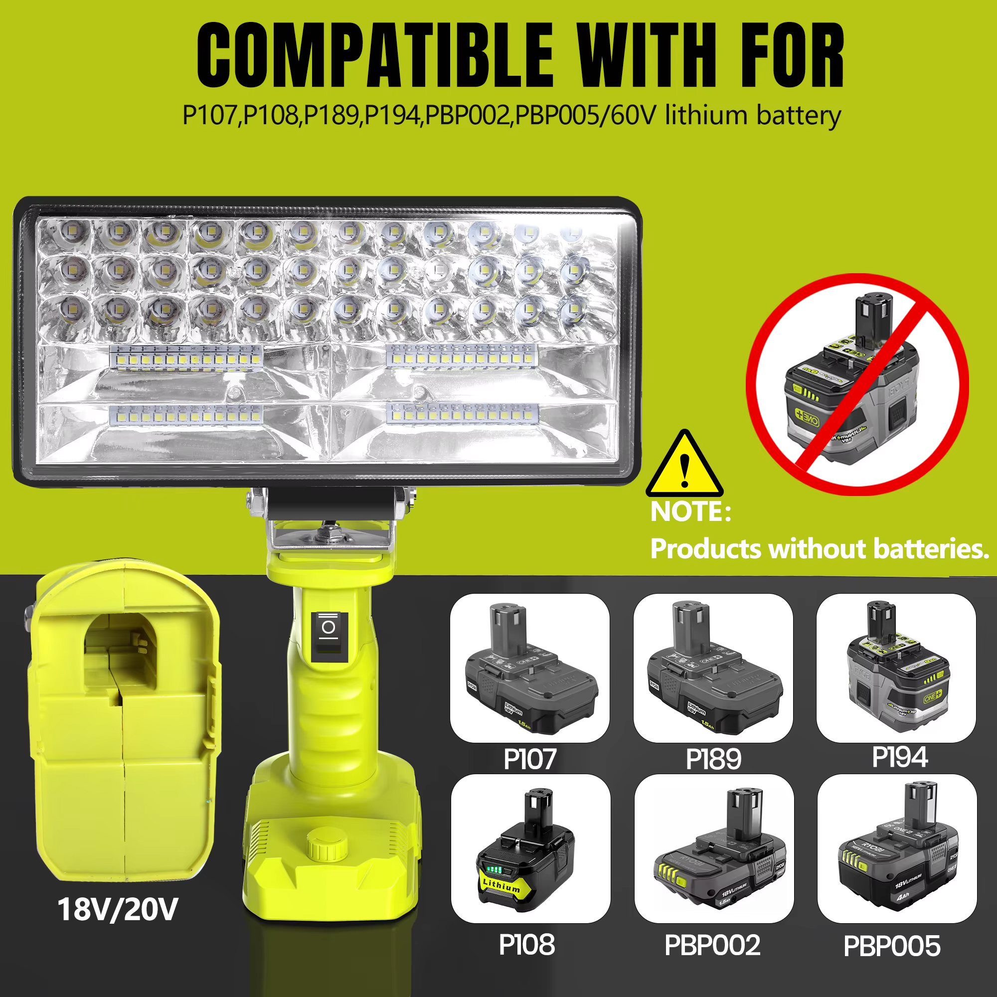Outdoor Lighting Battery Operated - Outdoor Emergency LED Work Light 4000LM