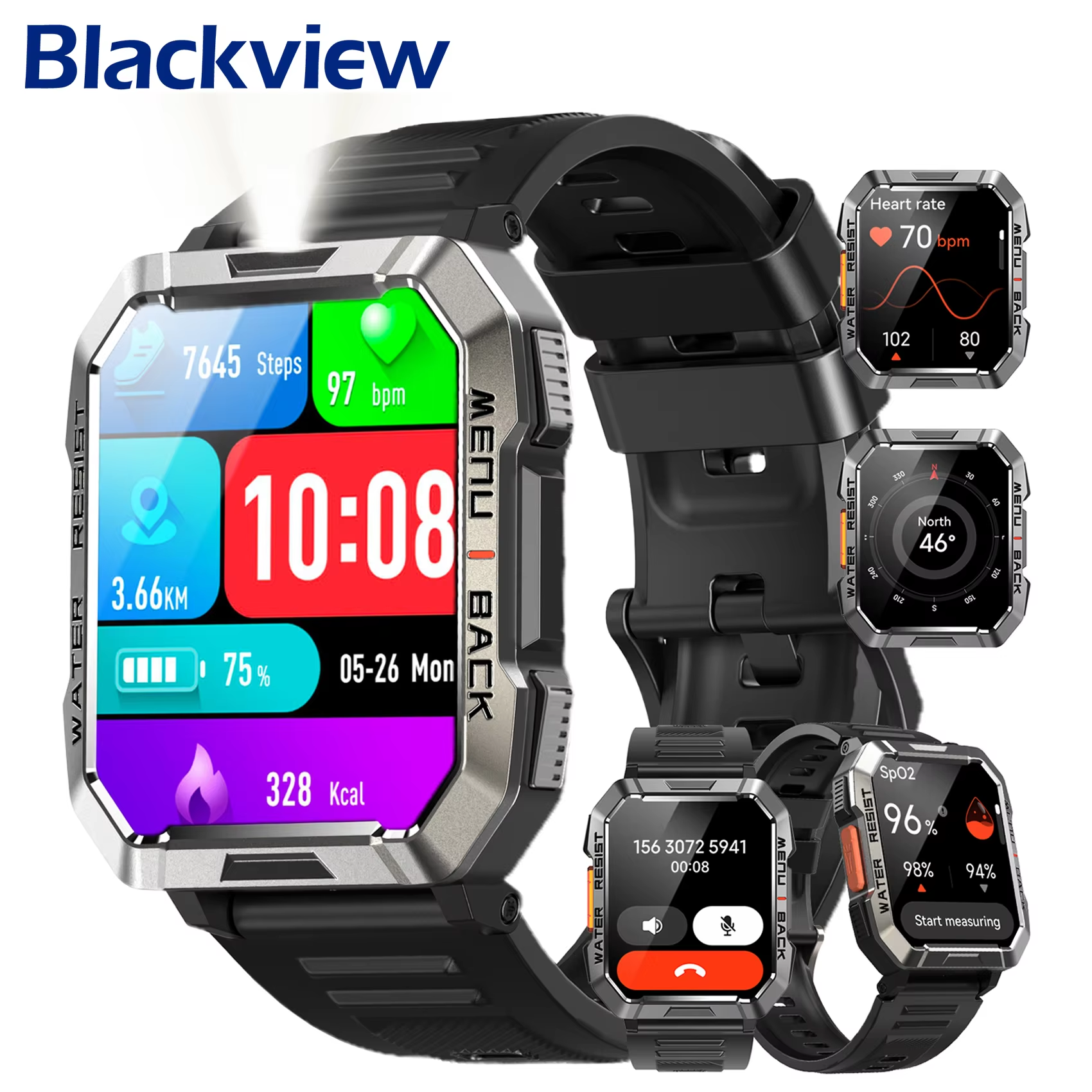Outdoor Lighting Smart Controller - Blackview W60 Waterproof Smartwatch with Emergency
