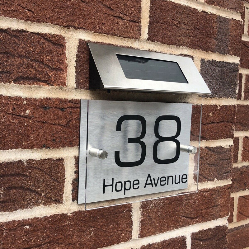 Outdoor Lighting Brass - Solar LED House Number Light Outdoor