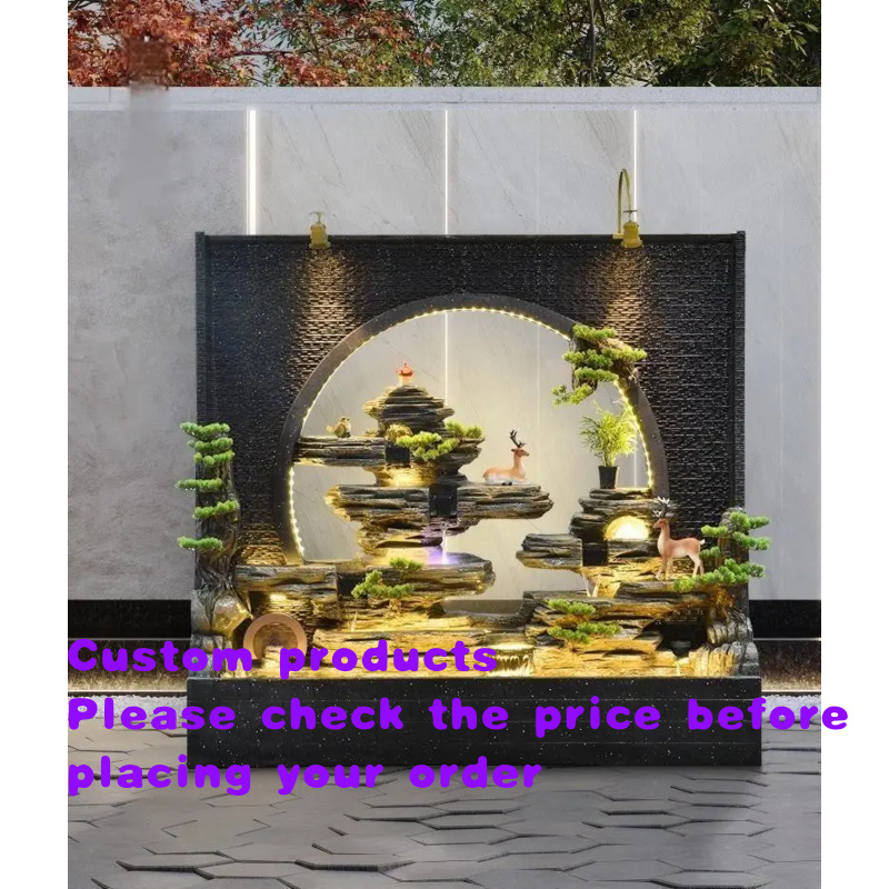 Outdoor Zen Lighting - custom.7FT Elegant Outdoor Curtain Panel Fountain