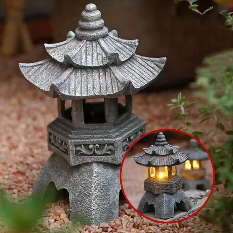 Outdoor Zen Lighting - Solar Japanese Pagoda Lantern Waterproof Outdoor