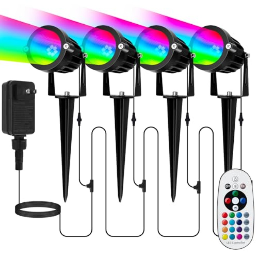 Outdoor Lighting Kit With Transformer - Spotlight Outdoor for Halloween Christmas: 4-in-1