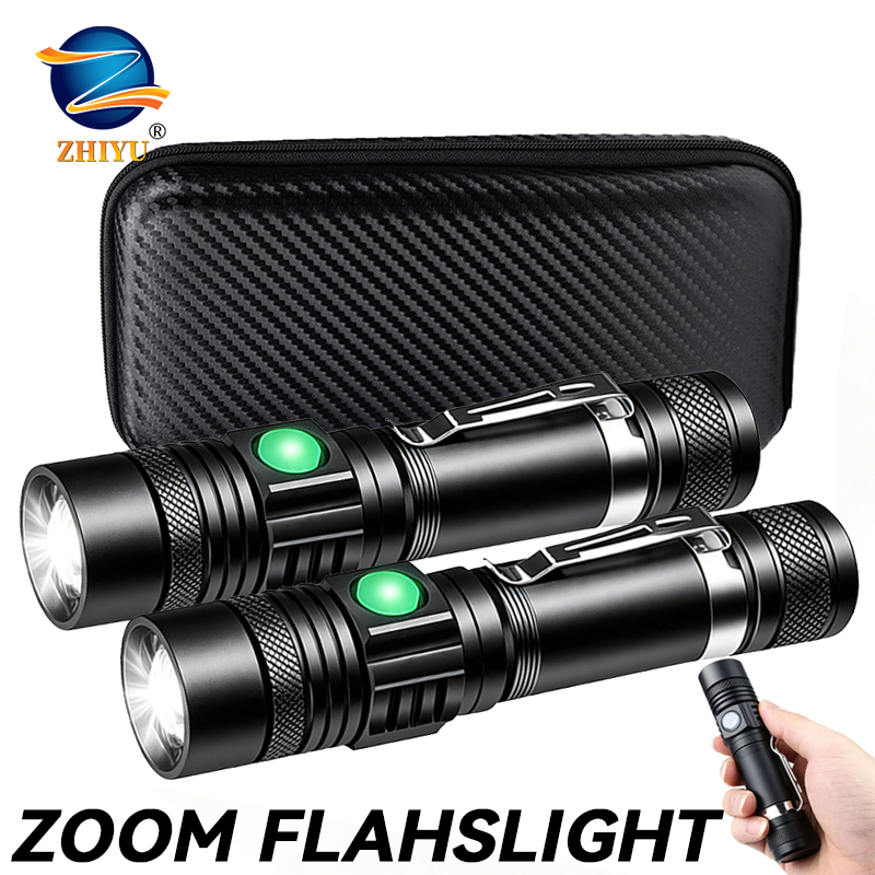 Outdoor Lighting Ideas - T6 LED Rechargeable Flashlight,18650 Zoomable Torch,