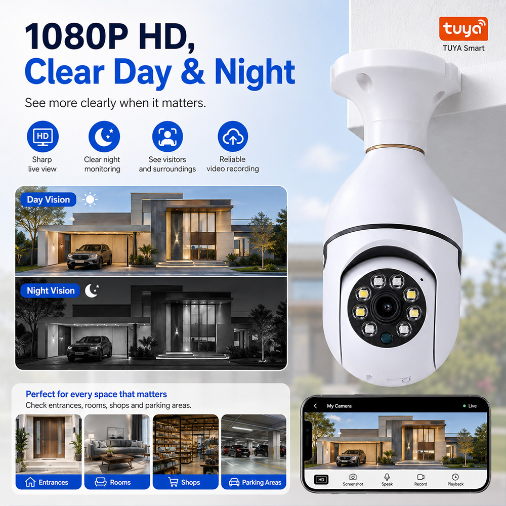 Bulb Camera  Tuya Wireless Lig - đánh giá và giá Outdoor Lighting Under Roof