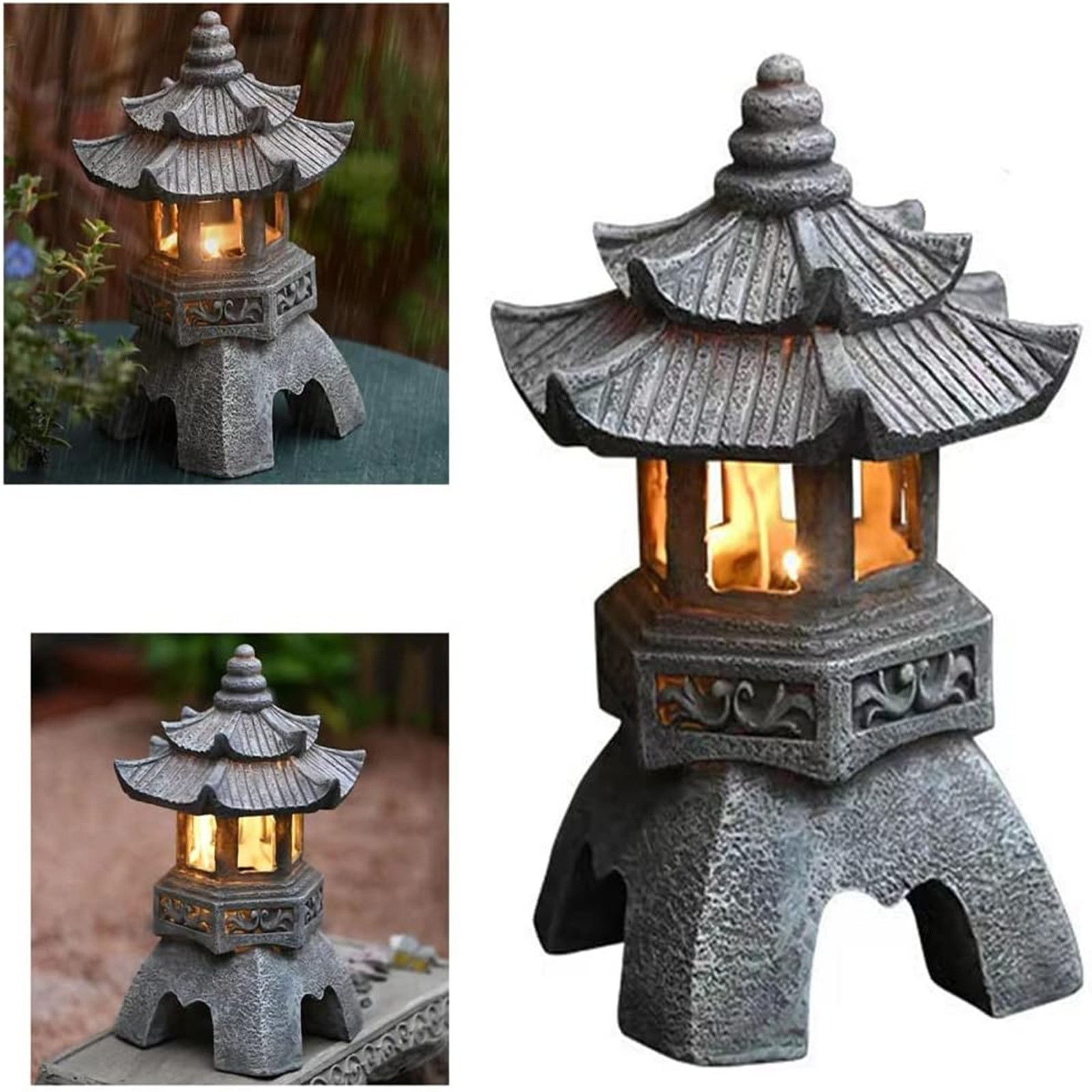 Pagoda Statues Outdoor Solar P - đánh giá và giá Outdoor Zen Lighting