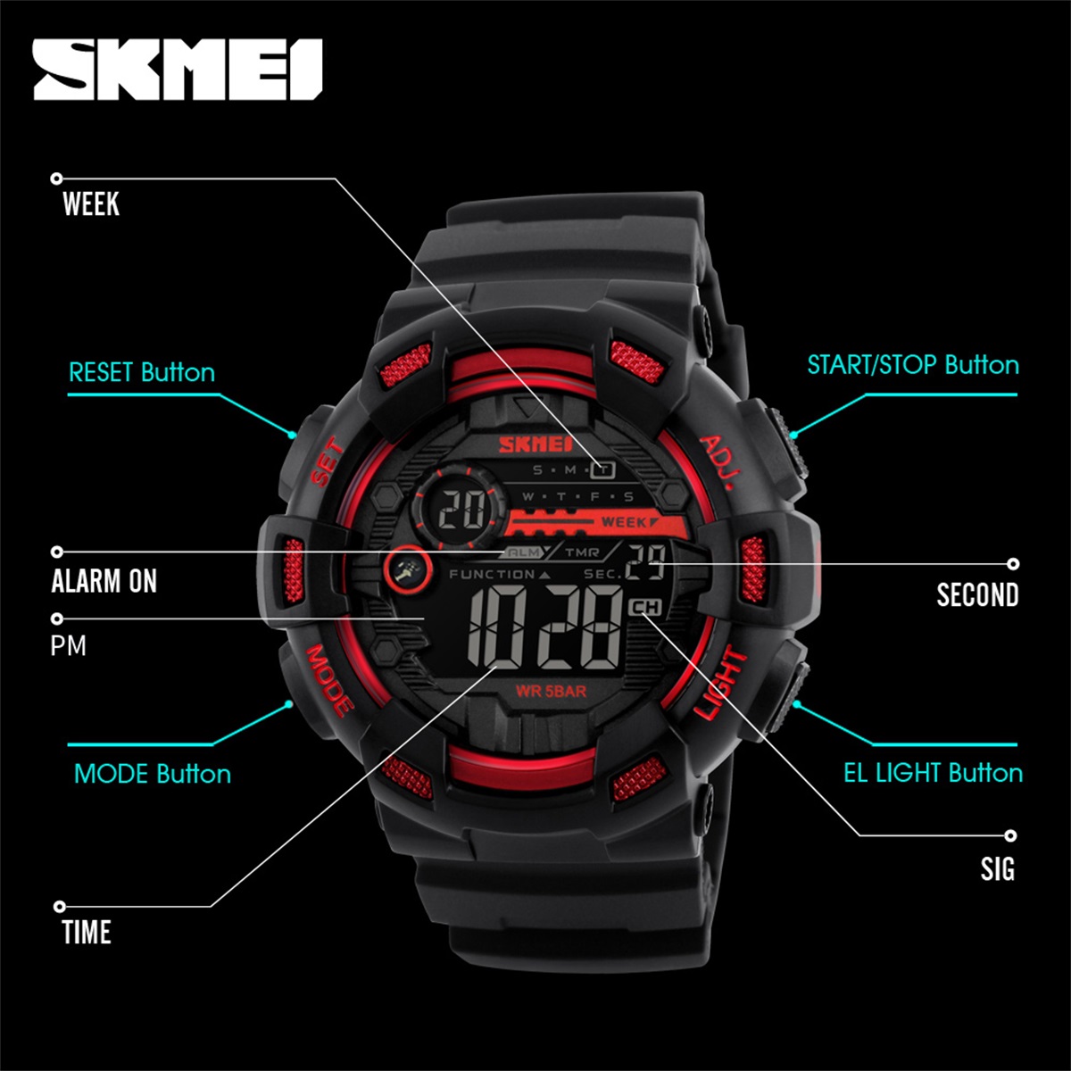 SKMEI Sports Outdoor Chrono Di - đánh giá và giá Outdoor Lighting Zones