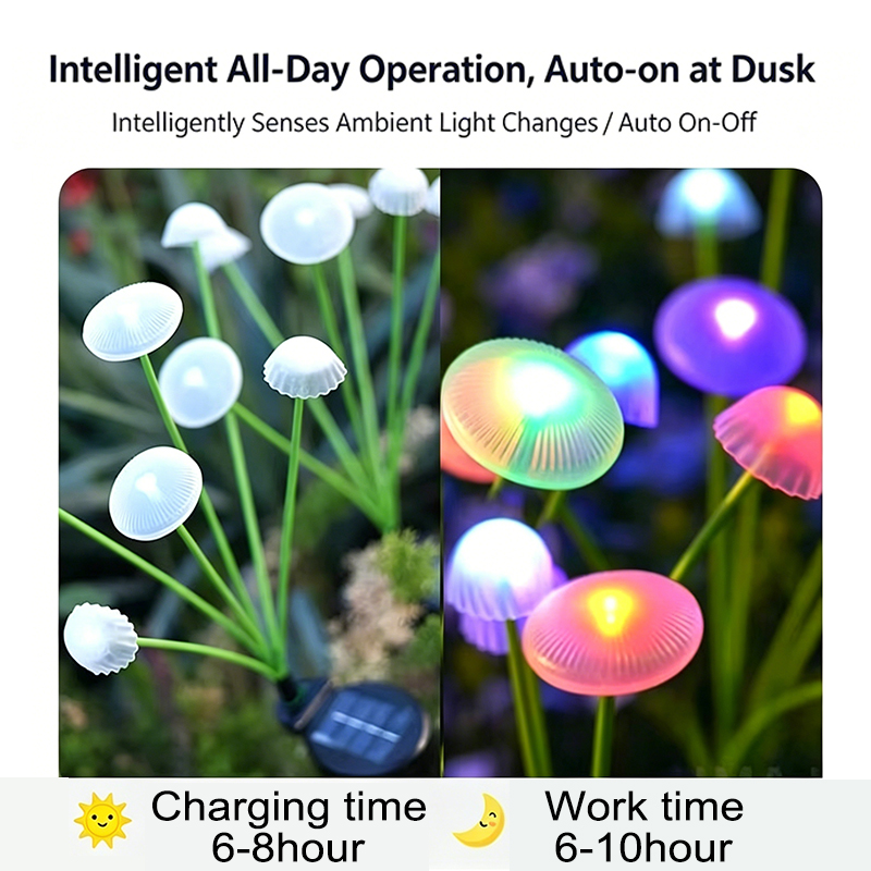 Solar Jellyfish Mushroom Light - đánh giá và giá Landscape Spike Light