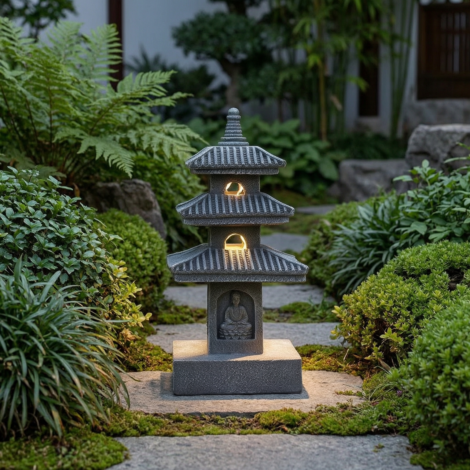 Pagoda Statue with Light Zen P - đánh giá và giá Outdoor Zen Lighting