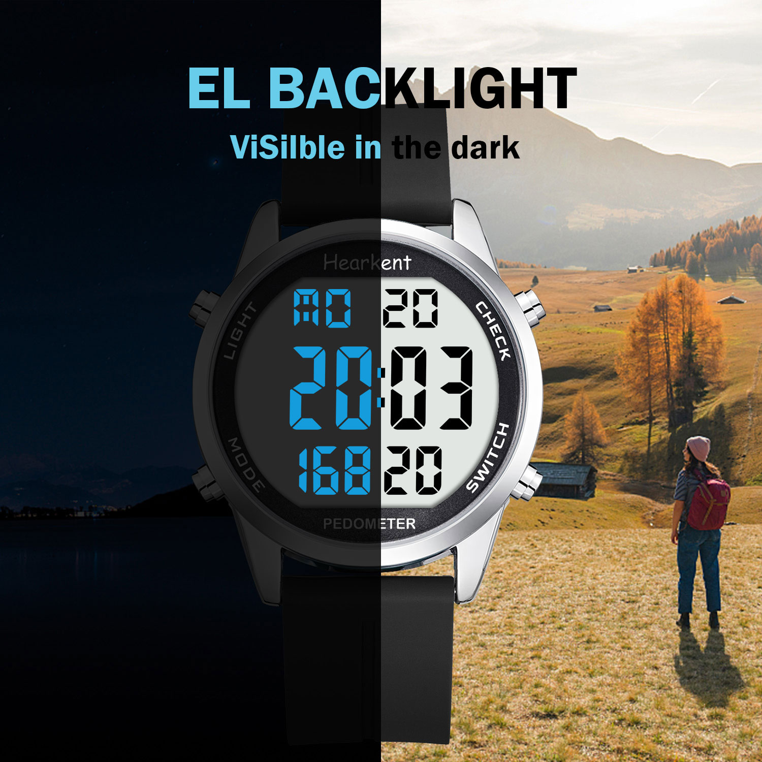 Hearkent Pedometer Watch Men/W - đánh giá và giá Outdoor Lighting For Steps
