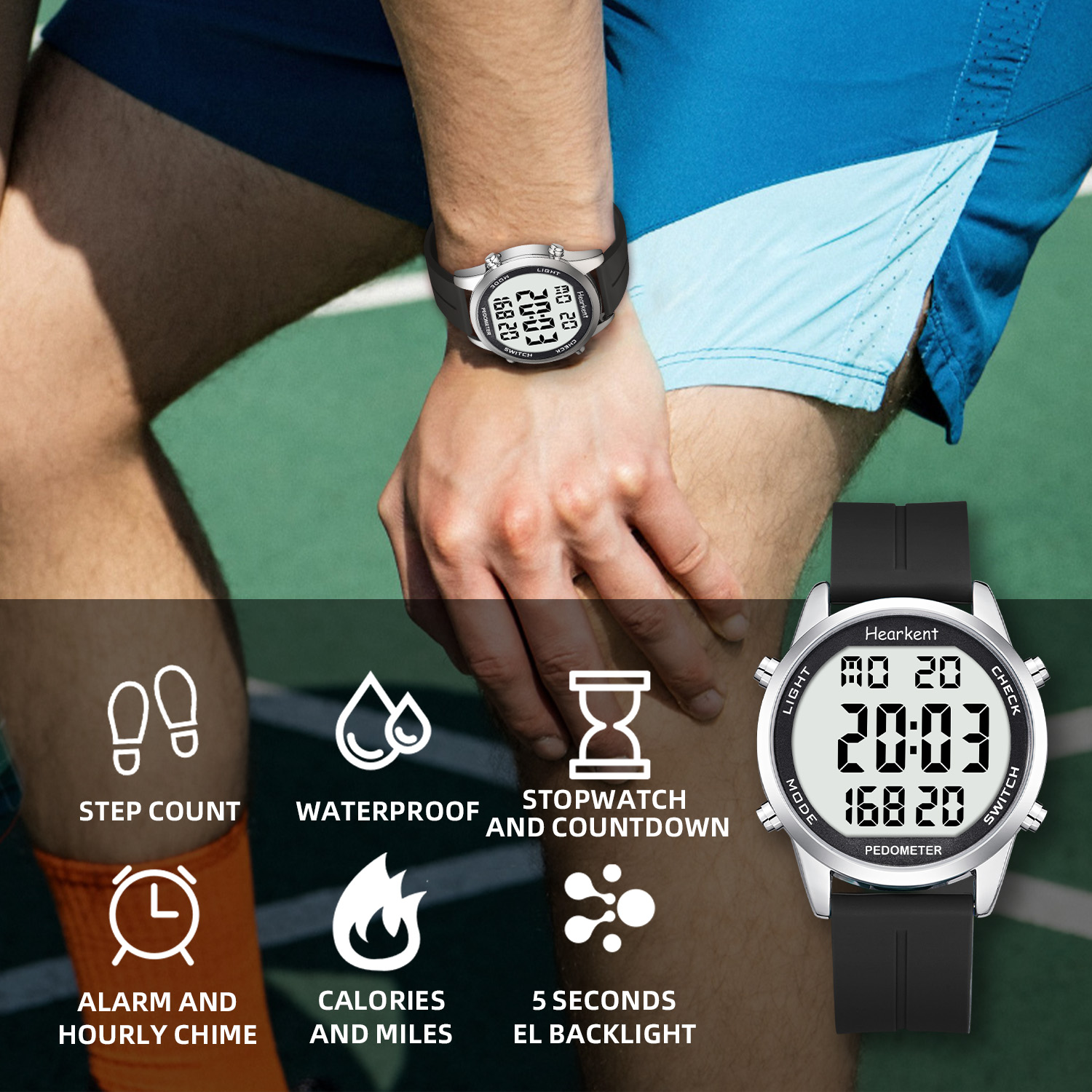 Hearkent Pedometer Watch Men/W - đánh giá và giá Outdoor Lighting For Steps