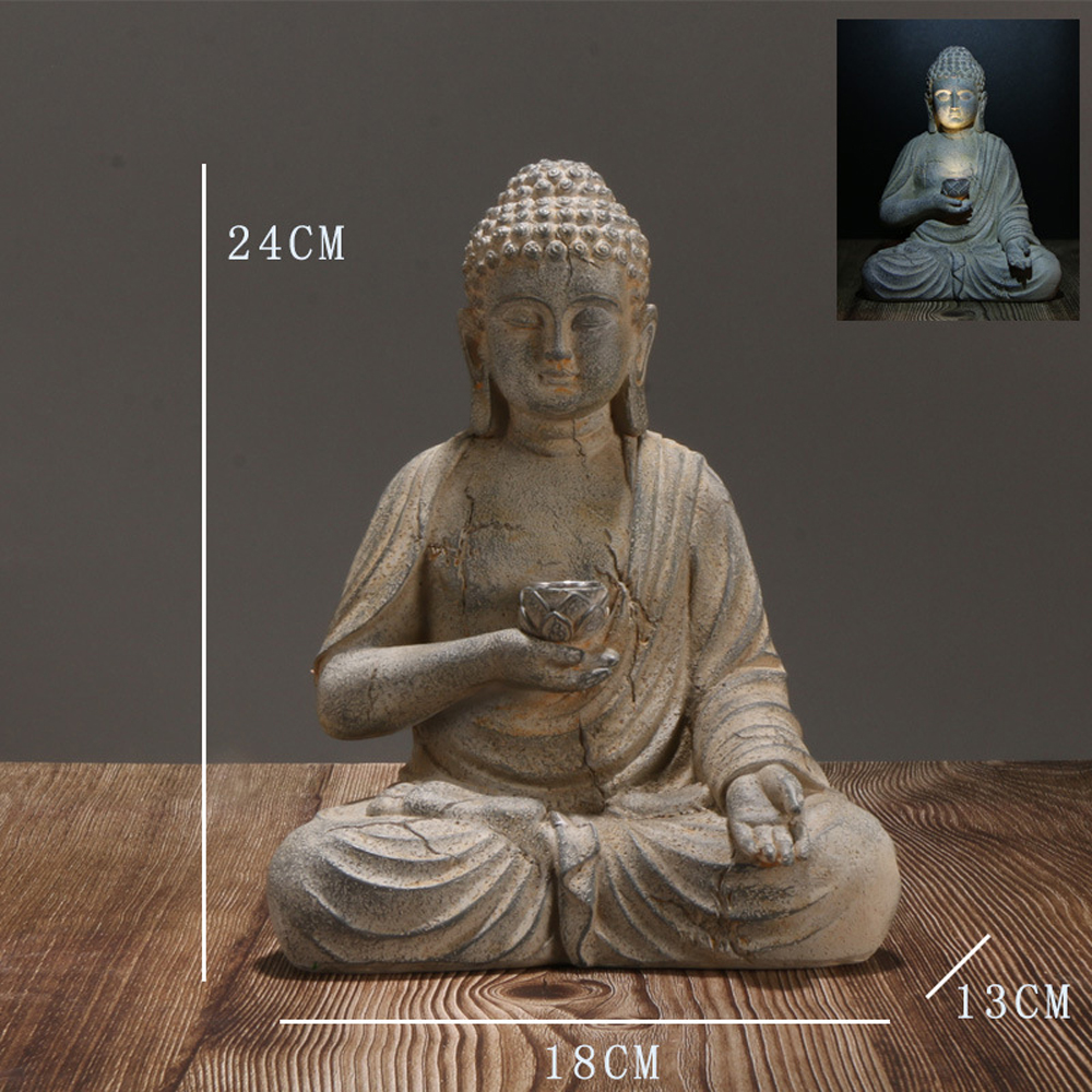 Resin Solar Buddha Statue Scul - đánh giá và giá Outdoor Zen Lighting