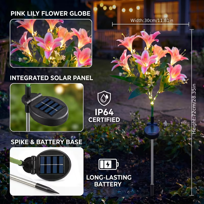 Solar Lily Flower Lawn Lights  - đánh giá và giá Landscape Spike Light