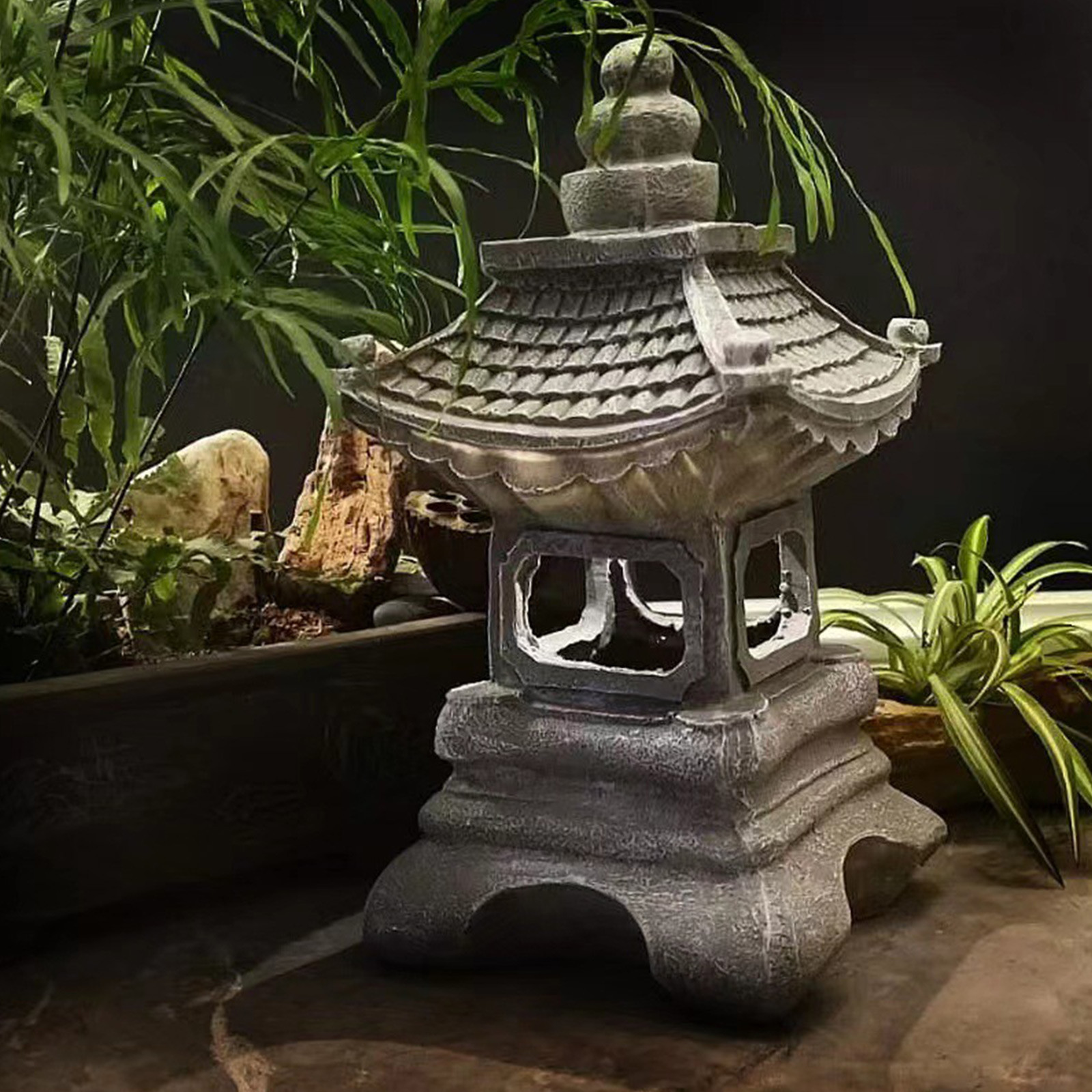 Pagoda Statues Outdoor Solar P - đánh giá và giá Outdoor Zen Lighting