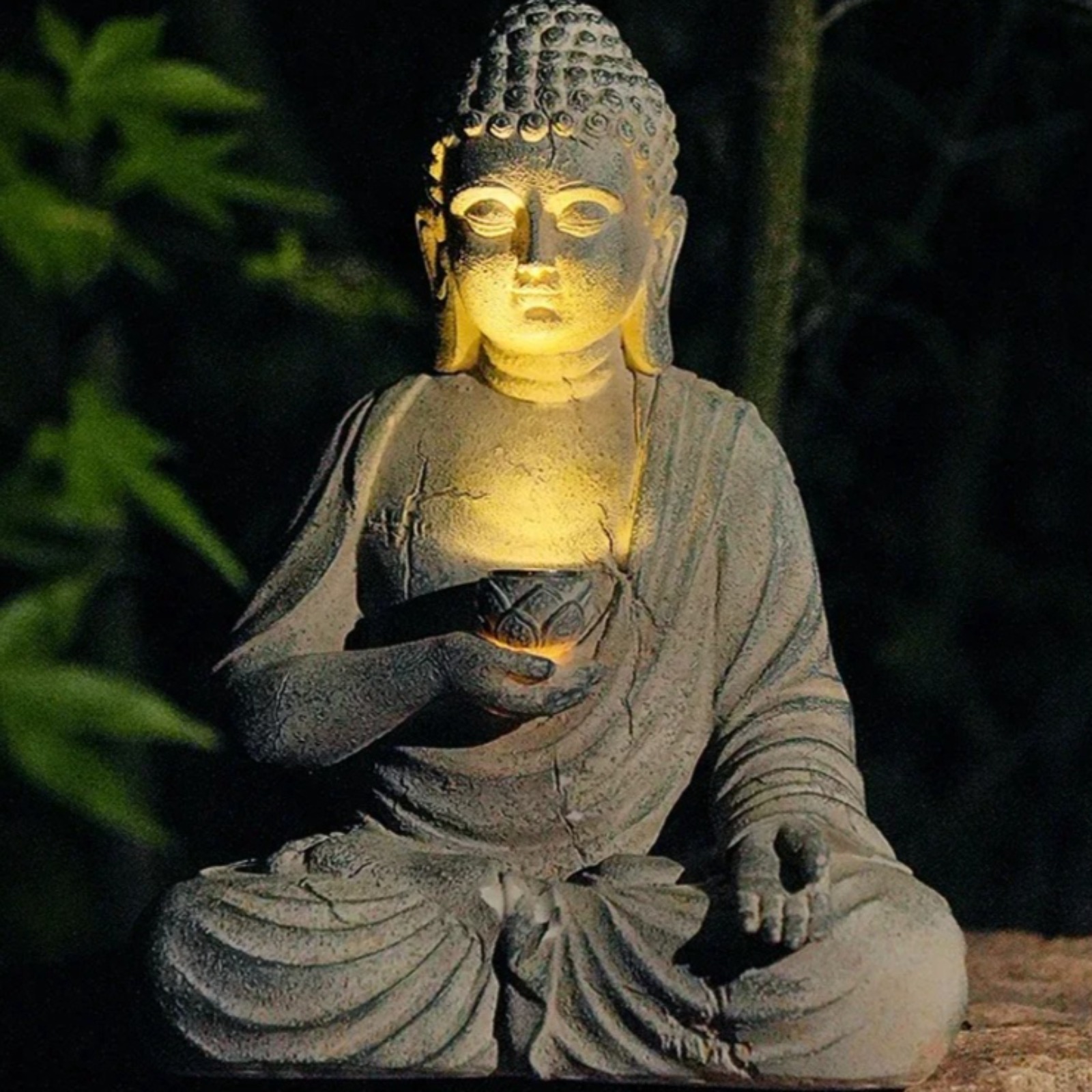 Solar Garden Statue Buddha Res - đánh giá và giá Outdoor Zen Lighting